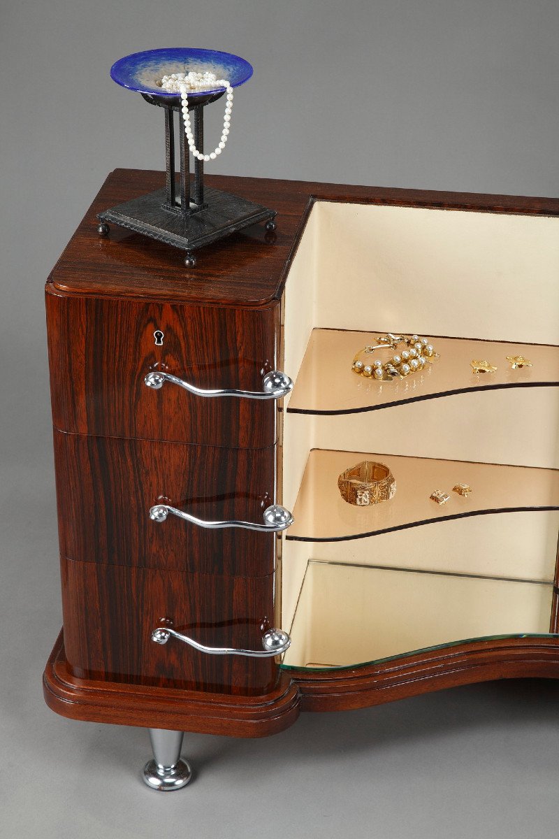 Dressing Table And Chair In Rosewood Veneer-photo-4
