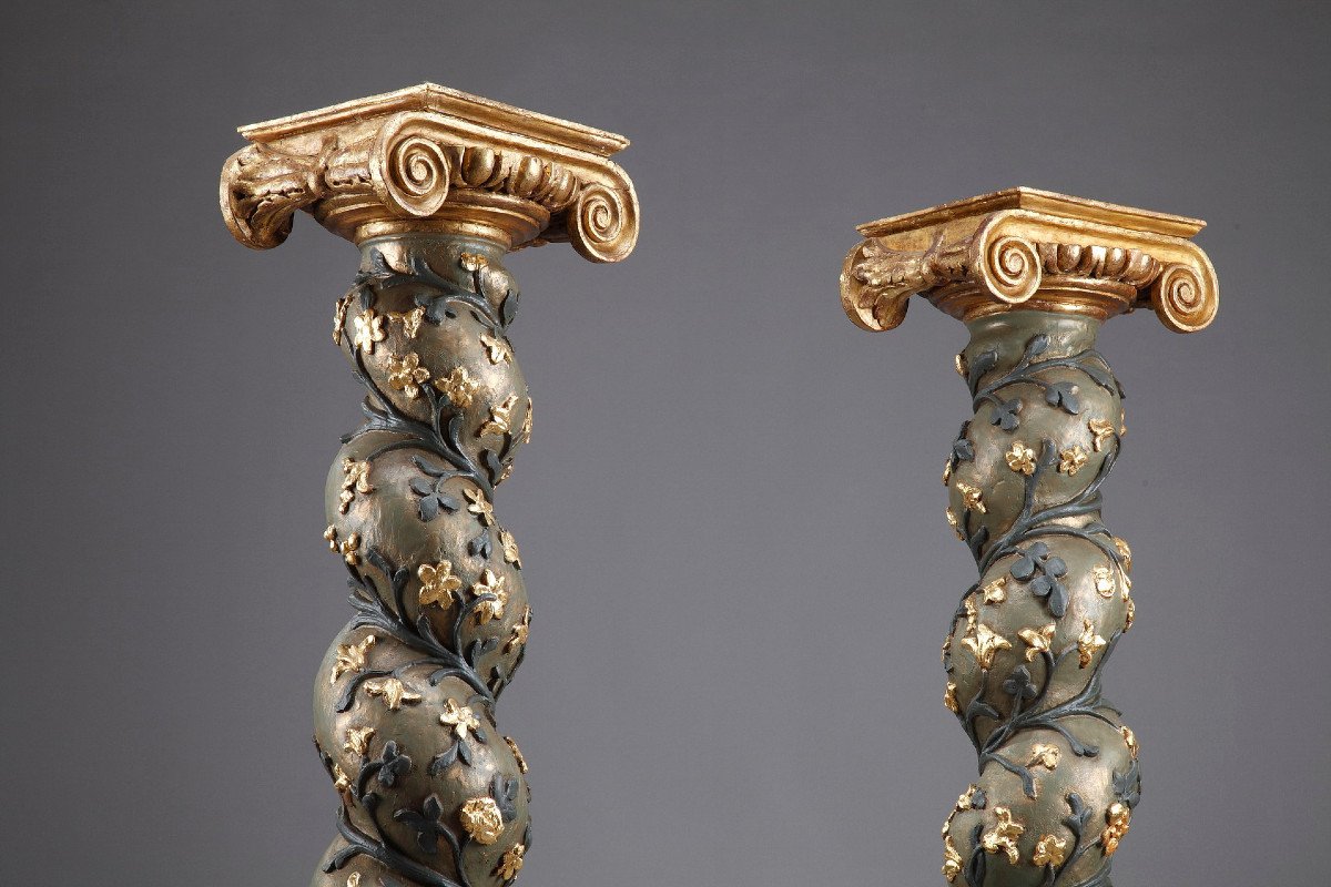 Pair Of Baroque Twisted Columns, 17th Century-photo-3