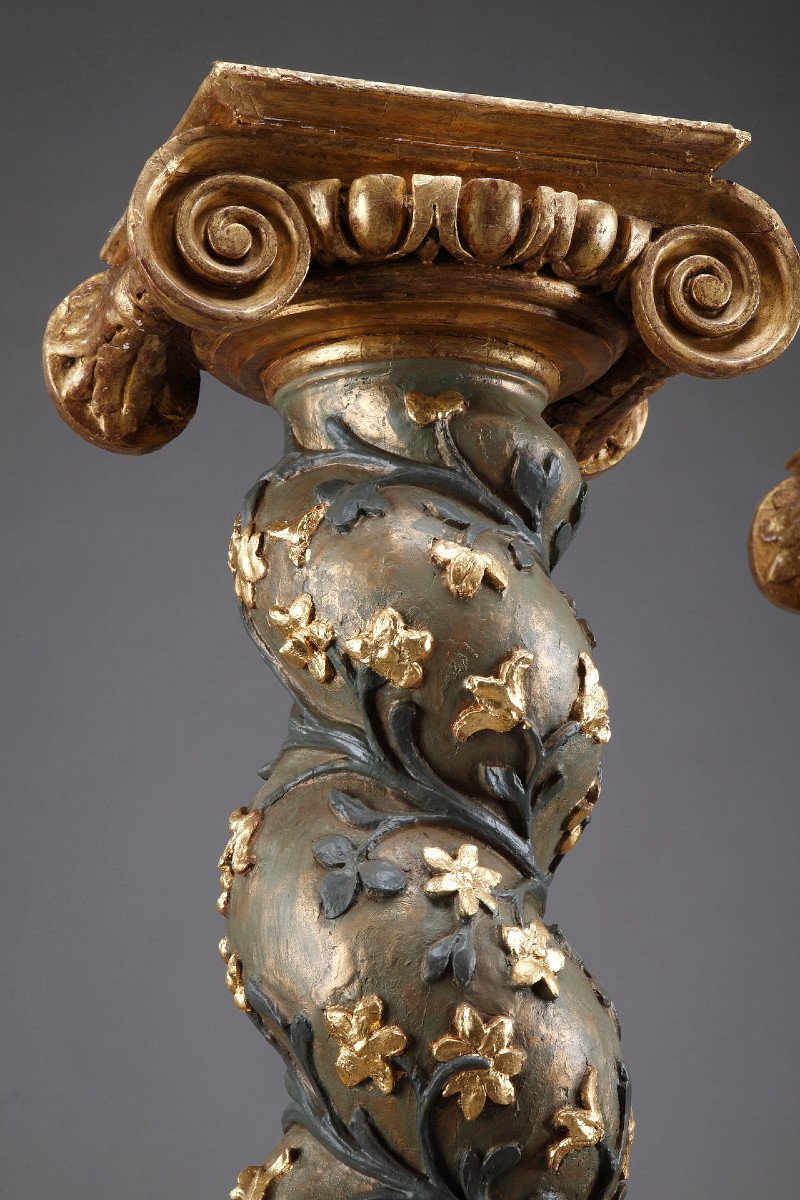 Pair Of Baroque Twisted Columns, 17th Century-photo-2