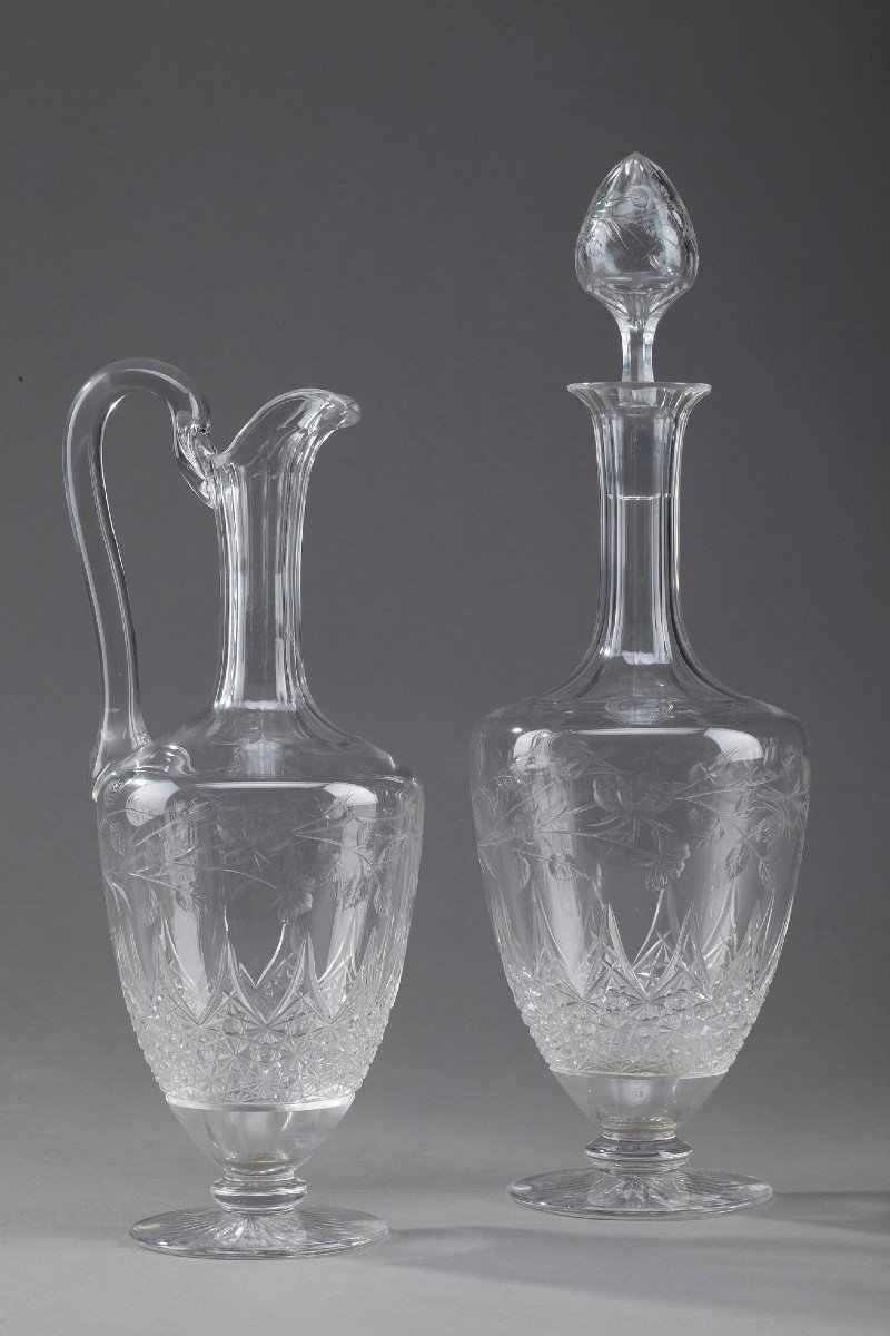 Ensemble d'Une Aiguière Et d'Une Carafe En Cristal