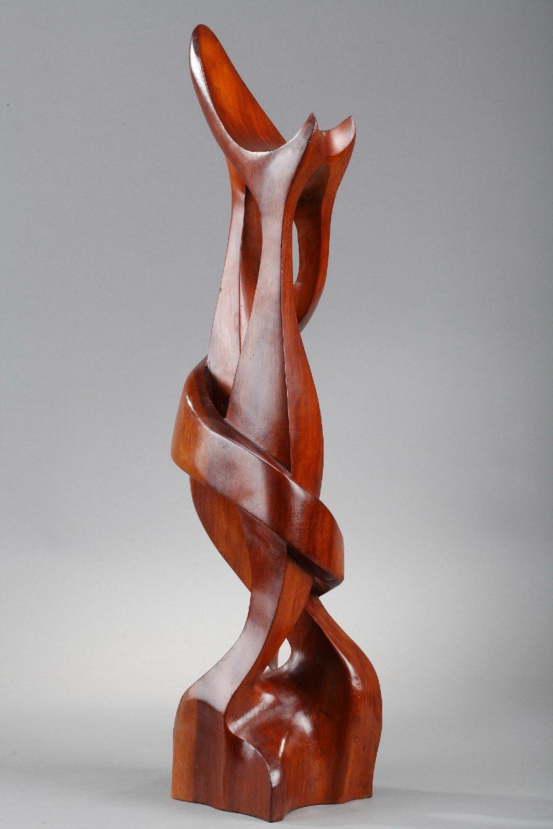 Proantic: Sculpture en bois exotique, Tango, signée R. Combellas