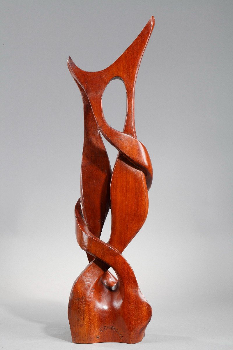 Sculpture en bois exotique, Tango, signée R. Combellas -photo-3