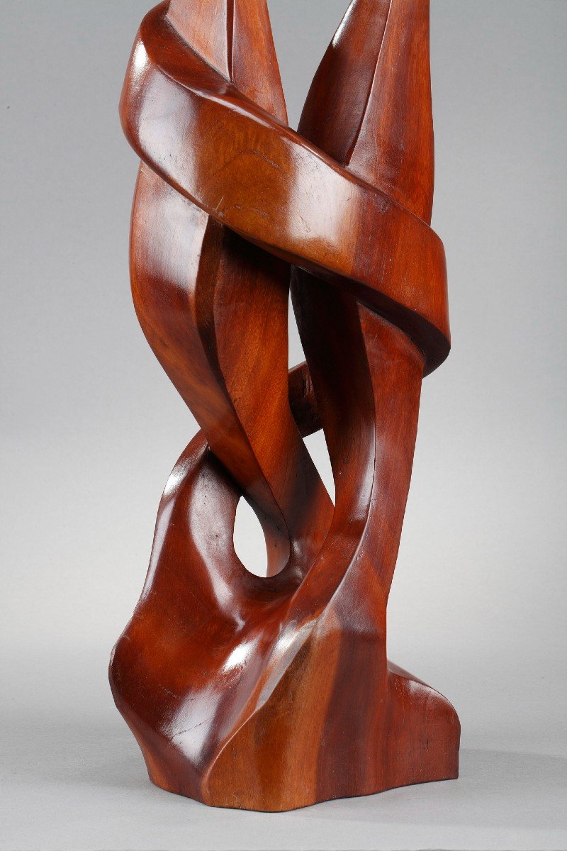 Proantic: Sculpture en bois exotique, Tango, signée R. Combellas