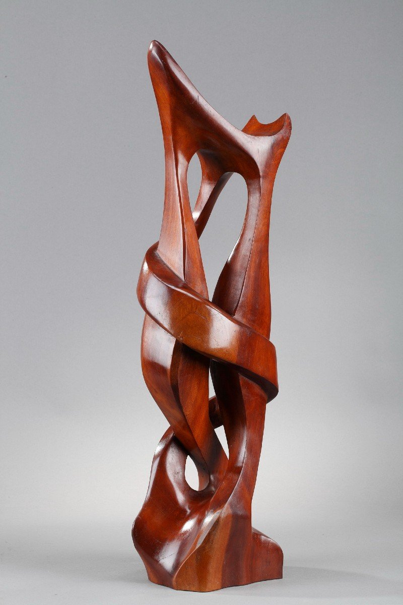 Proantic: Sculpture en bois exotique, Tango, signée R. Combellas