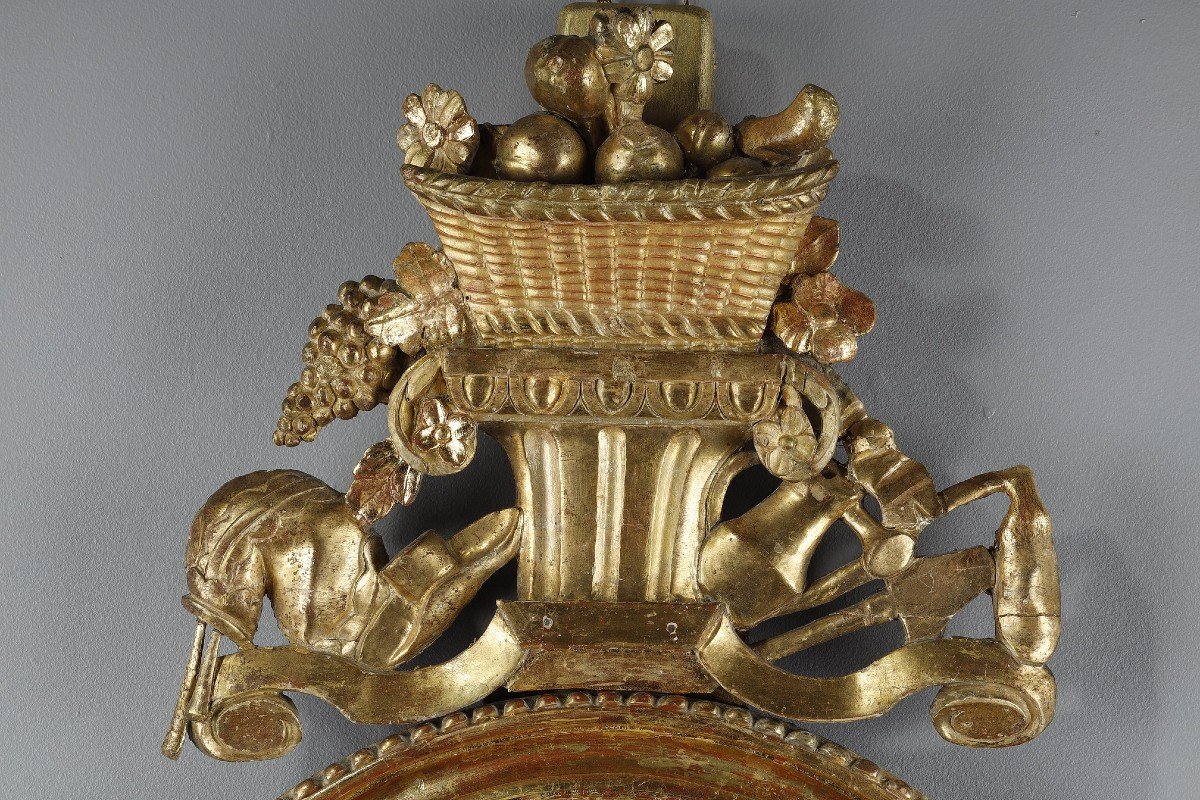 Barometer-thermometer In Gilt Wood, Louis XVI Period-photo-4