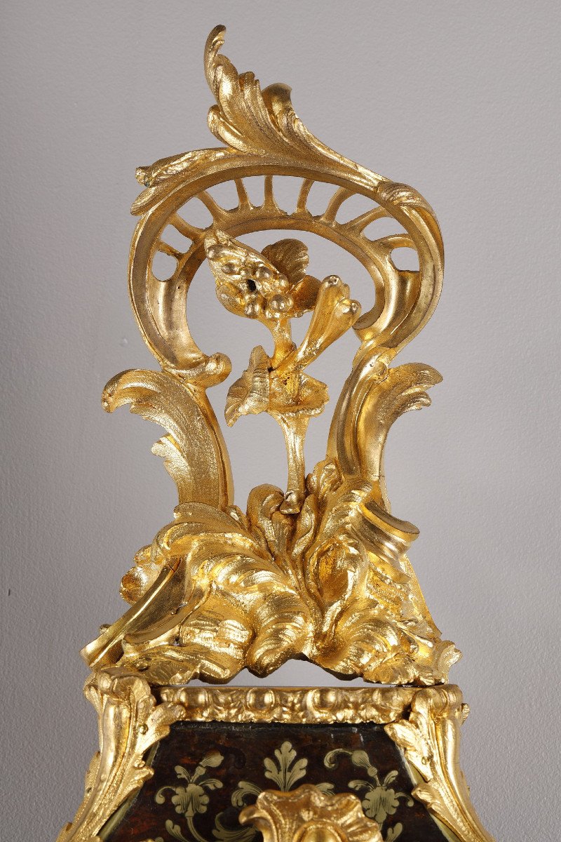 Cartel Et Sa Console En Marqueterie Boulle Et Bronze Doré, époque Louis XV-photo-1