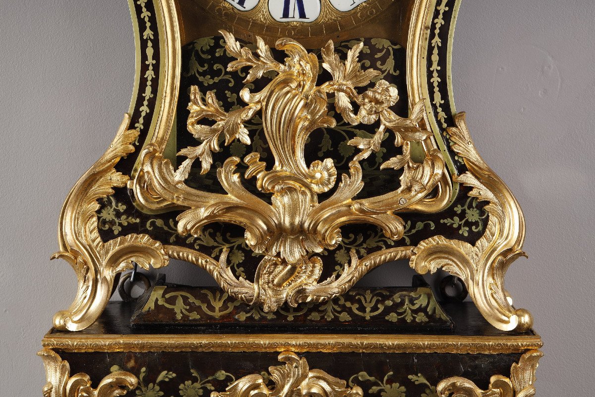 Cartel Et Sa Console En Marqueterie Boulle Et Bronze Doré, époque Louis XV-photo-3