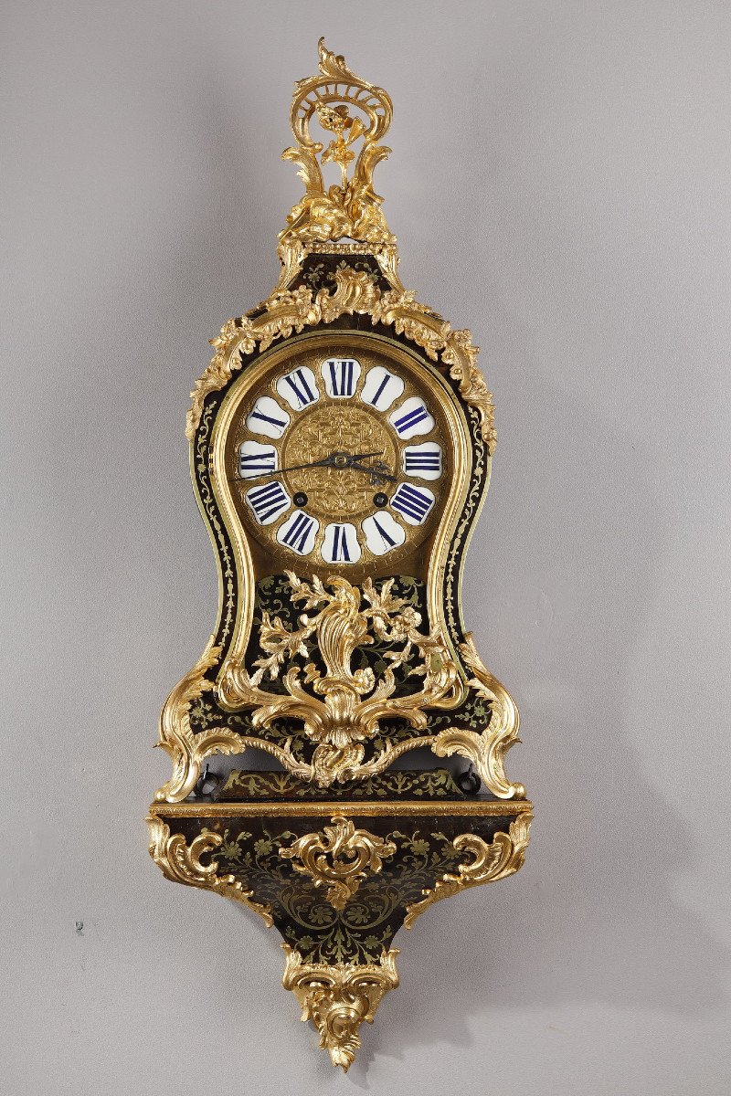 Cartel Et Sa Console En Marqueterie Boulle Et Bronze Doré, époque Louis XV