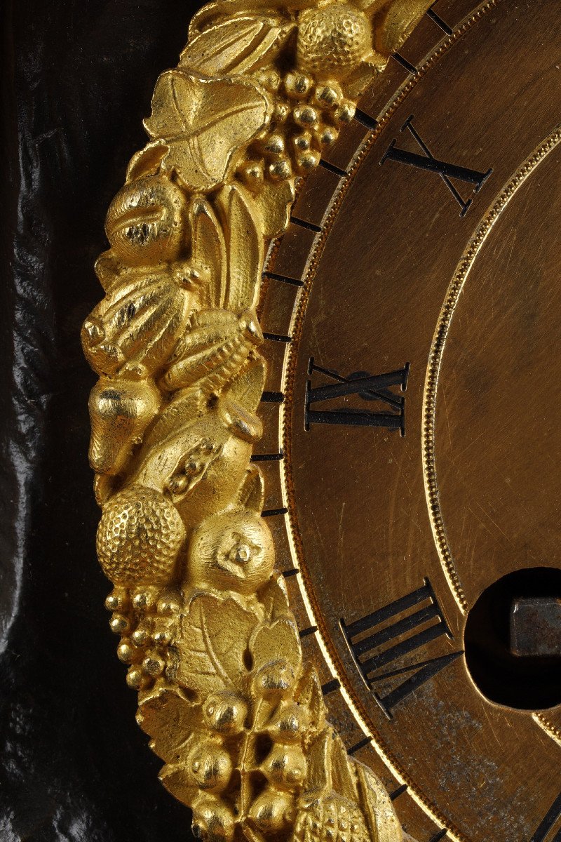 Restoration Period Clock In Gilt Bronze With A Young Woman-photo-5