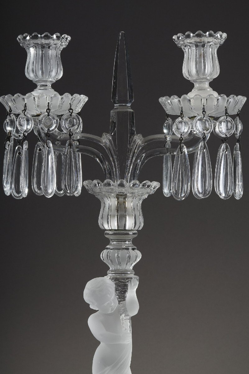 Pair Of Candelabras In Baccarat Crystal-photo-2