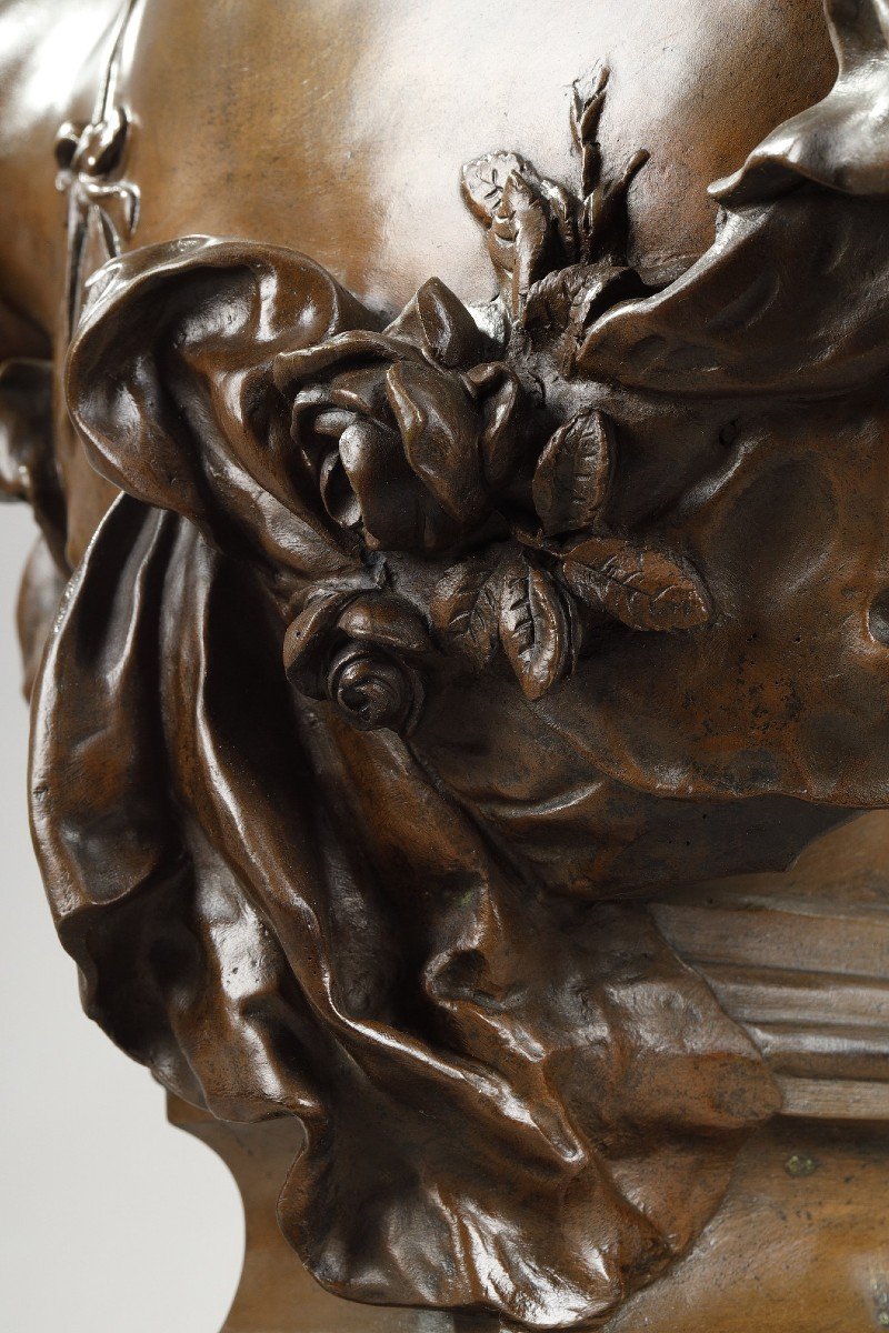 Sculpture De Zephyr En Bronze à Patine Médaille-photo-7