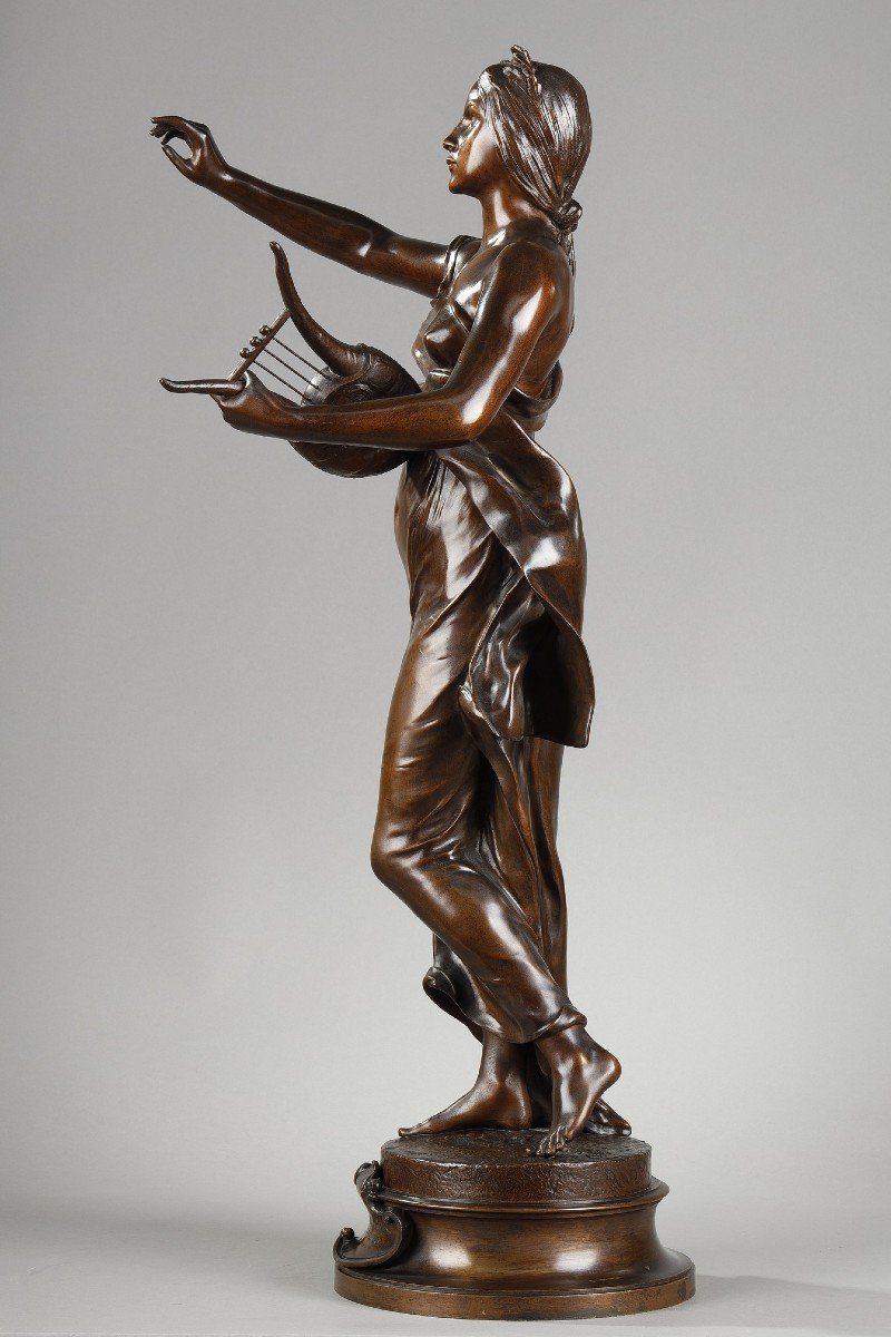 Figure In Patinated Bronze Medal, Muse Of The Woods, After Henri-louis Levasseur-photo-2