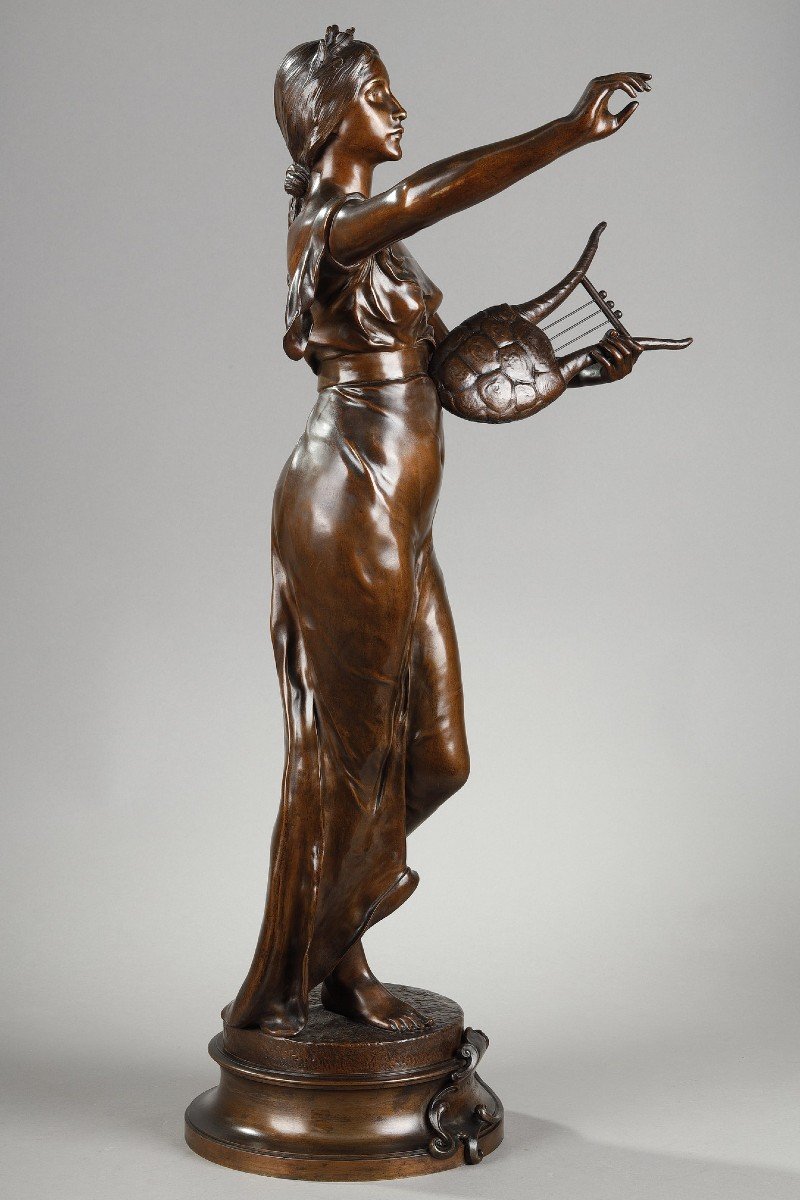 Figure En Bronze Patiné Médaille, Muse Des Bois,  d'Après Henri-louis Levasseur-photo-4