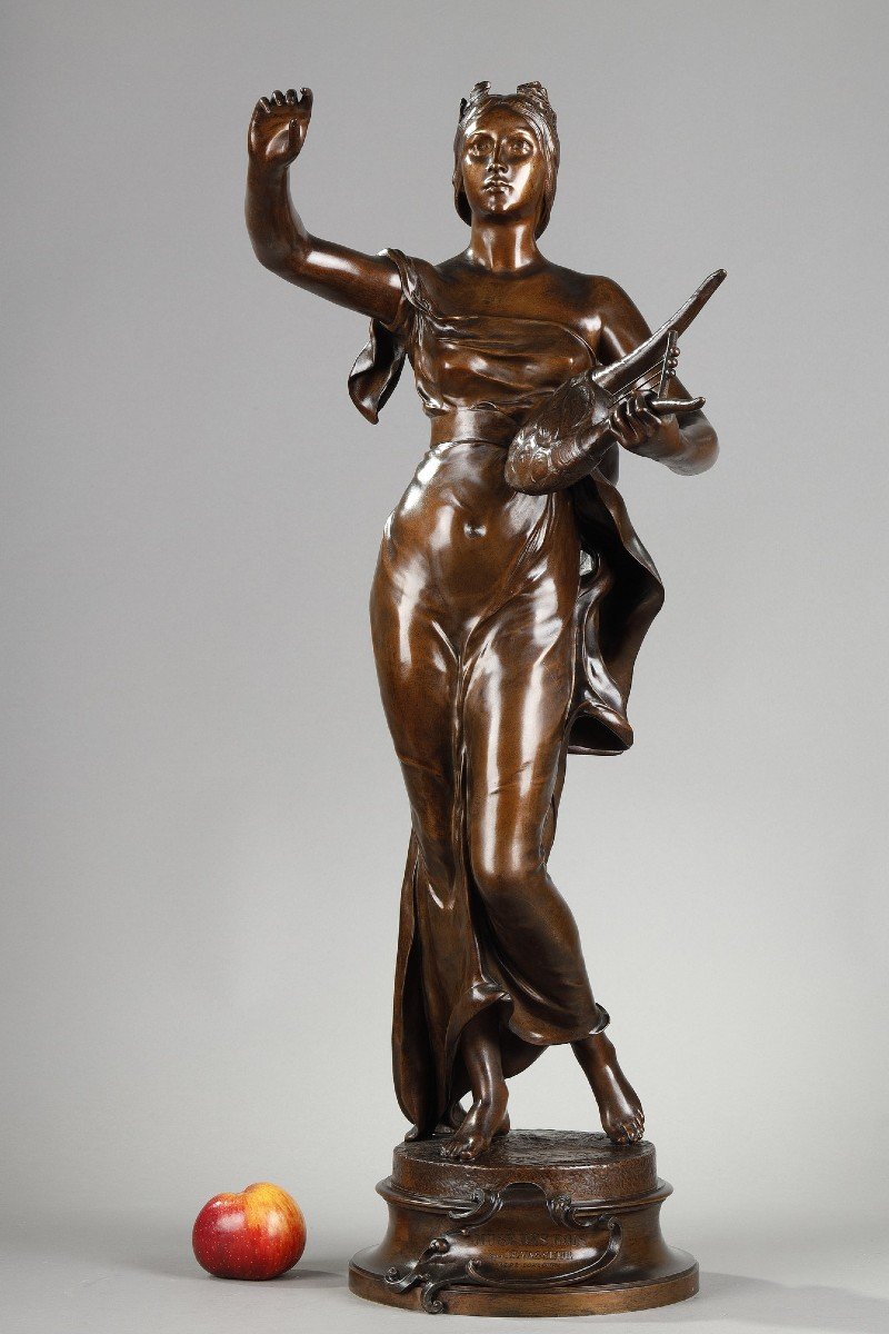 Figure En Bronze Patiné Médaille, Muse Des Bois,  d'Après Henri-louis Levasseur-photo-1