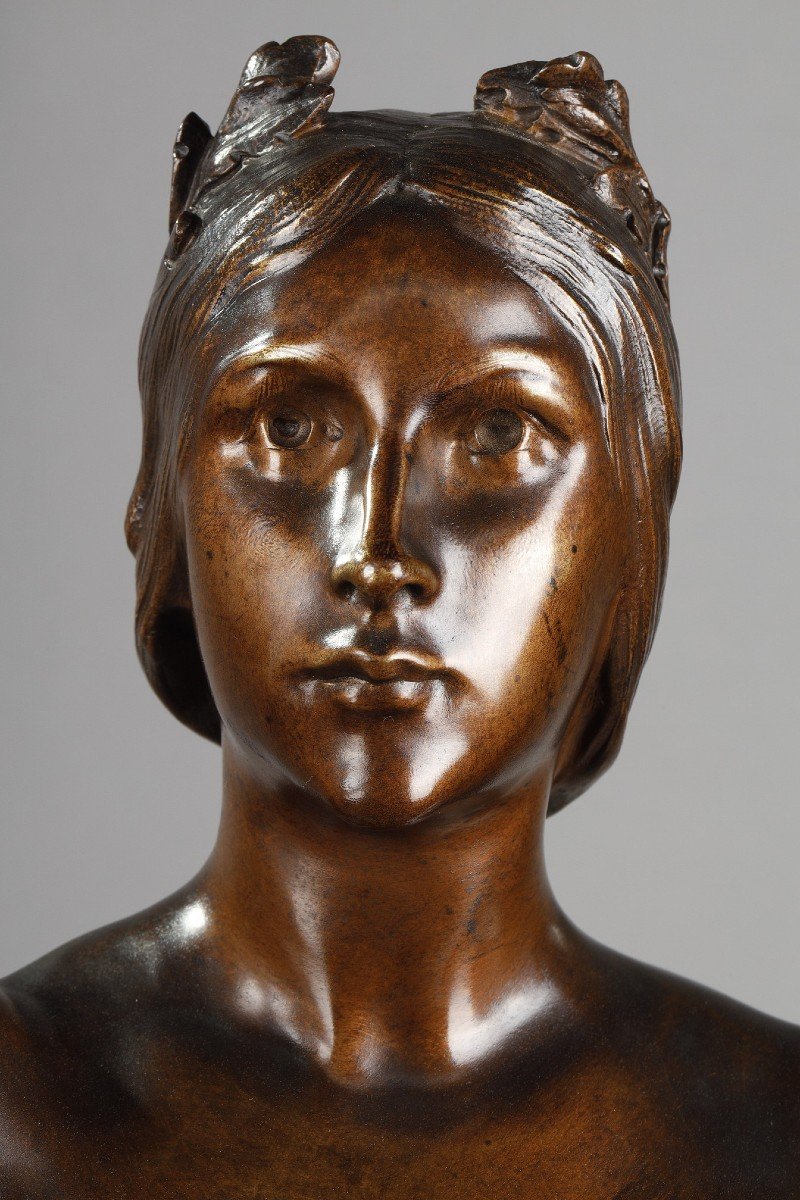 Figure In Patinated Bronze Medal, Muse Of The Woods, After Henri-louis Levasseur-photo-2