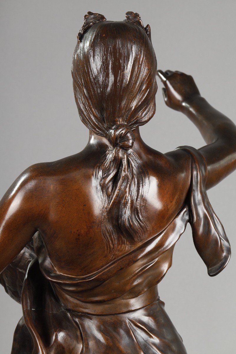 Figure In Patinated Bronze Medal, Muse Of The Woods, After Henri-louis Levasseur-photo-5