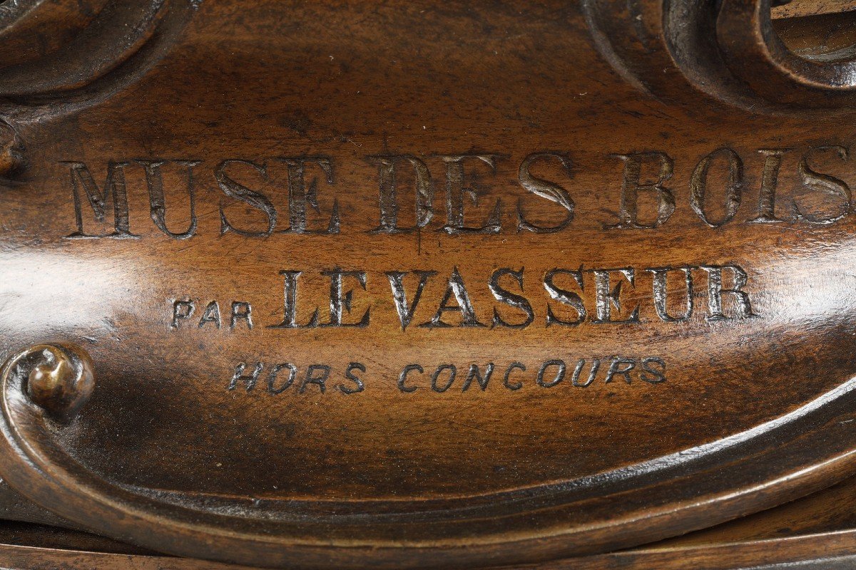 Figure En Bronze Patiné Médaille, Muse Des Bois,  d'Après Henri-louis Levasseur-photo-7