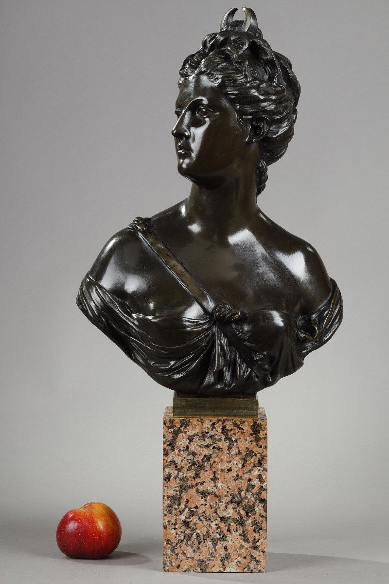 Bronze Bust Of Diana The Huntress After Houdon-photo-4