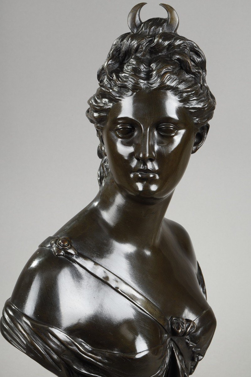Bronze Bust Of Diana The Huntress After Houdon-photo-4