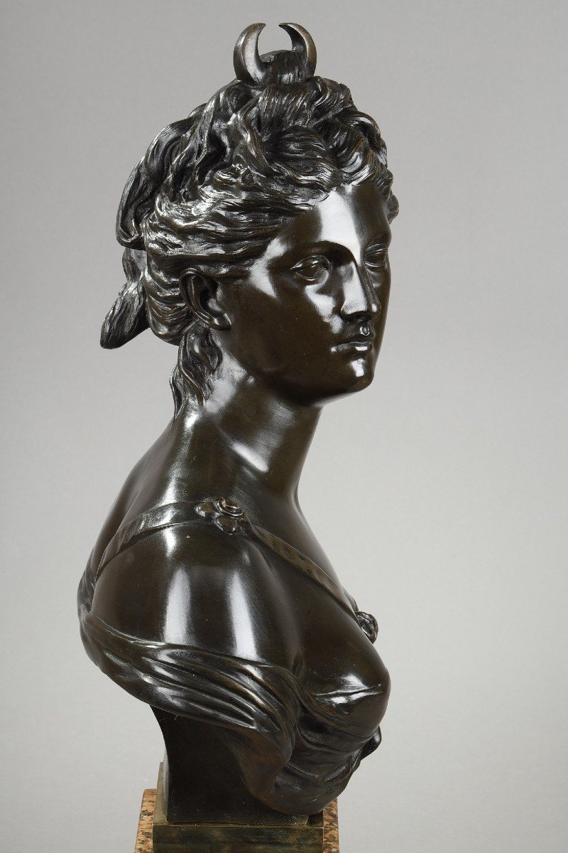 Bronze Bust Of Diana The Huntress After Houdon-photo-6