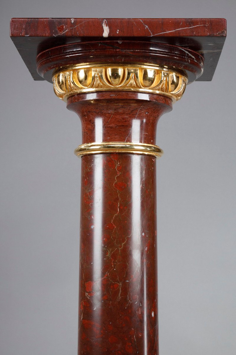 Column In Griotte Marble And Gilt Bronze-photo-4