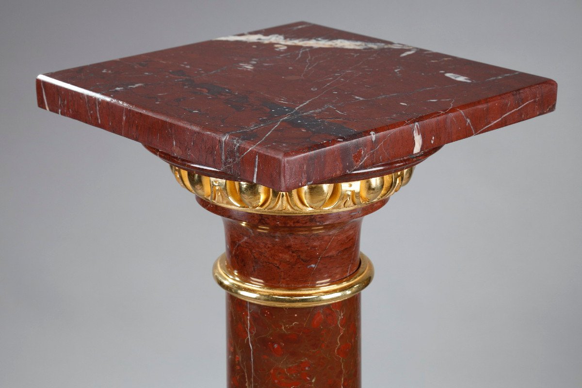 Column In Griotte Marble And Gilt Bronze-photo-2