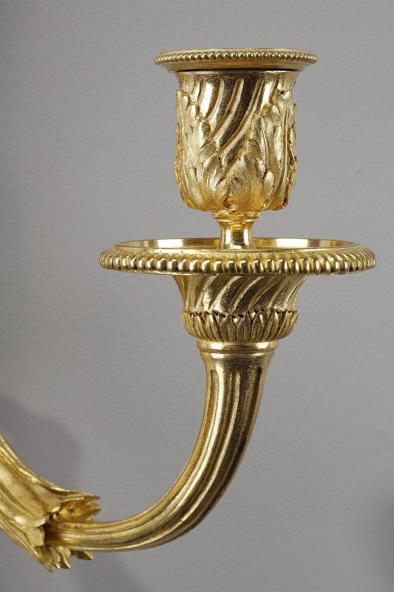 Paire d'Applique Style Louis XVI En Bronze Doré-photo-3