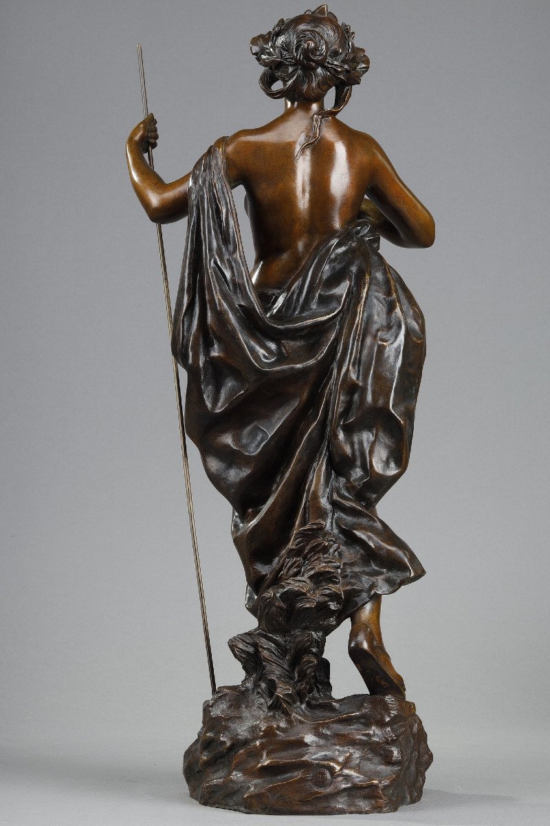 Epreuve en bronze "Nymphe aux pavots" signée Gustave obiols-photo-5