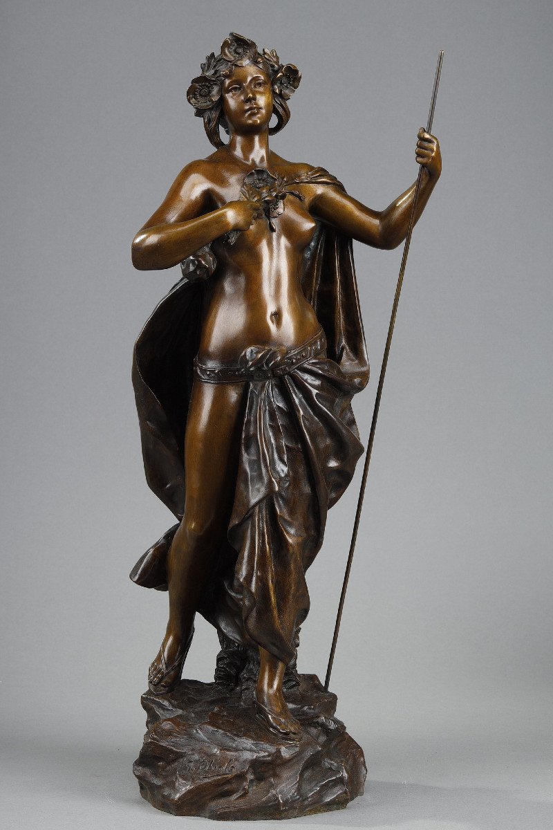 Epreuve en bronze "Nymphe aux pavots" signée Gustave obiols