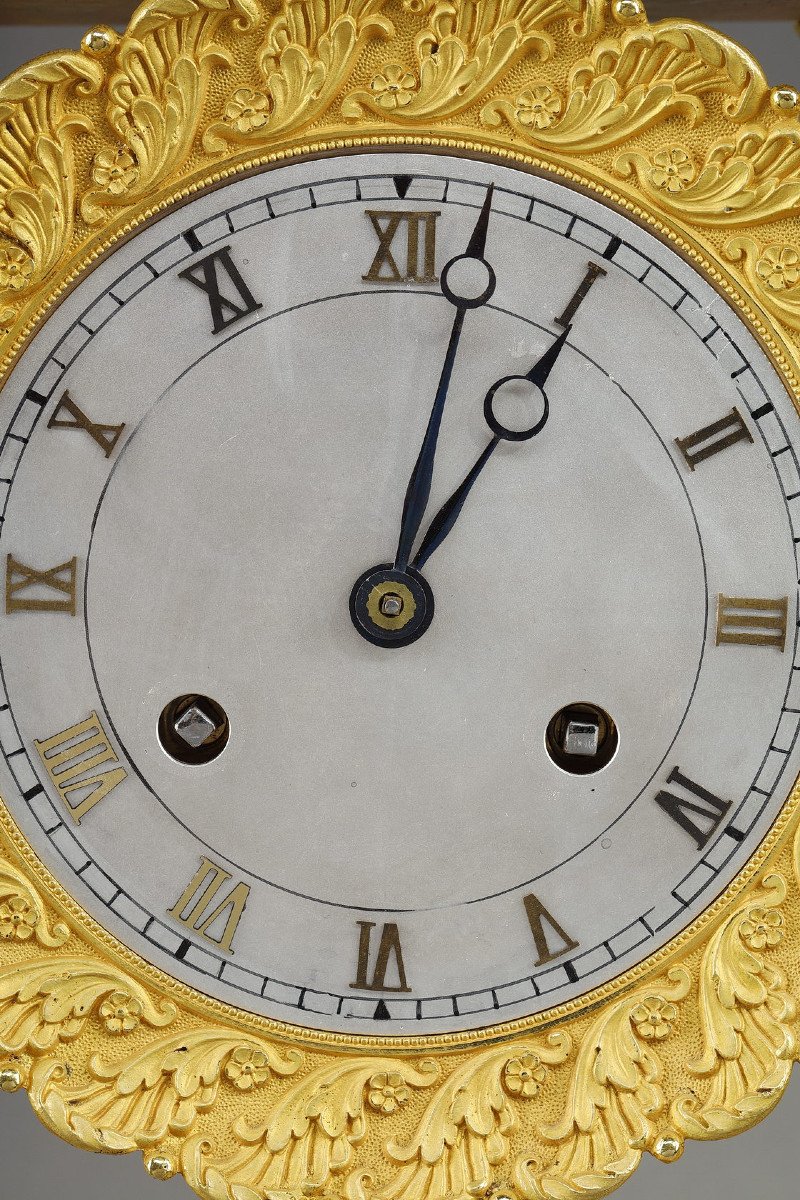 Important Portico Clock In Gilt Bronze, Restoration Period-photo-6
