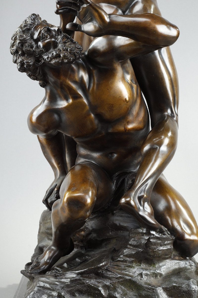 Très Important Bronze "Enlèvement des Sabines" d'après Jean de Bologne, XIXe siècle-photo-5
