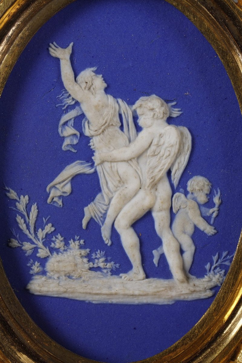 Importante pendule portique d'époque Louis XVI à décor Wedgwood-photo-4