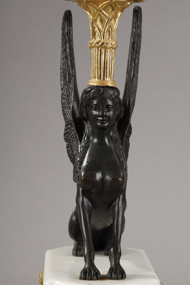 Pair Of Candelabras "aux Sphinges", Directoire Period-photo-2