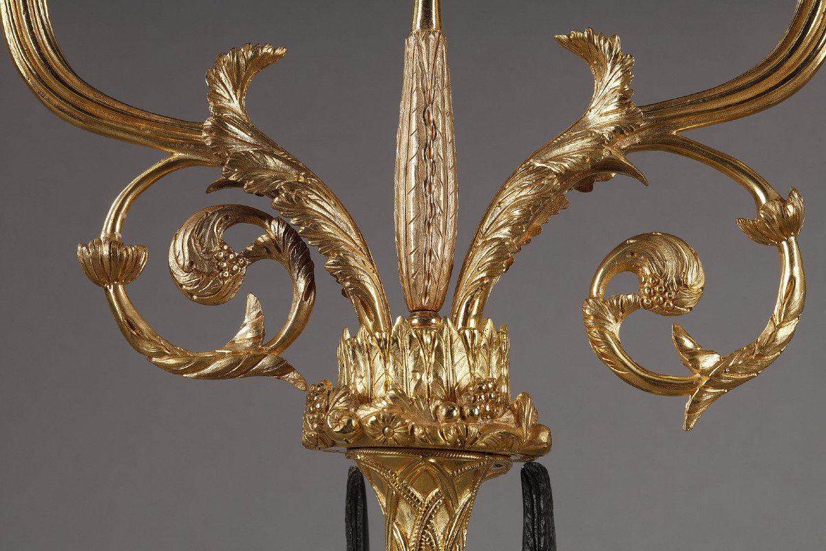 Pair Of Candelabras "aux Sphinges", Directoire Period-photo-4