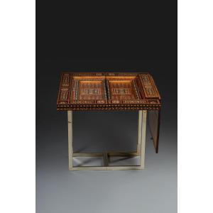 Trictrac Table With Marquetry Decor And Inlays, Syria, 19th Century