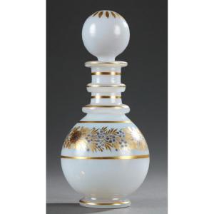 White Opaline Bottle With Desvignes Decor