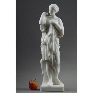 Marble Sculpture Of Diane De Gabies Signed By Pugi