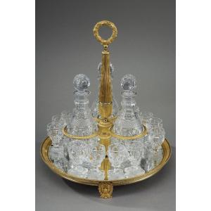 Charles X Period Liqueur Service In Gilt Bronze And Cut Crystal