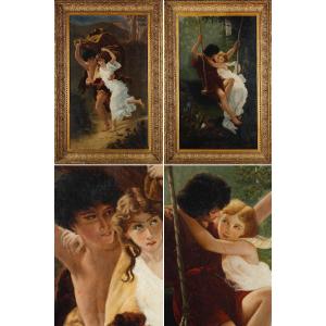 Deux Huiles Sur Toile d'Après Pierre Auguste Cot (1837-1883)
