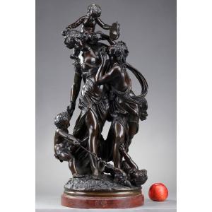 Sculpture en Bronze "Bacchantes et putti dansant" d'après Clodion