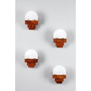 Quatre petites appliques murales d'époque Art déco