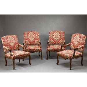 Set Of Four Napoleon III Salon Armchairs