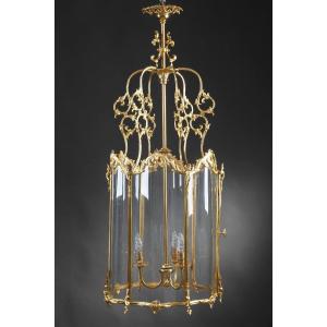 Grande lanterne de style Louis XV en bronze doré