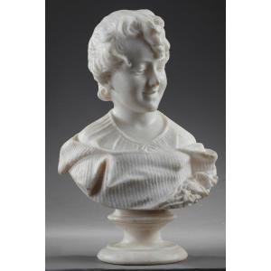 19th Century Alabaster Sculpture "bust Of A Young Girl"
