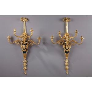A Very Large Pair Of Louis XVI-style Wall Sconces Modeled After Thomire