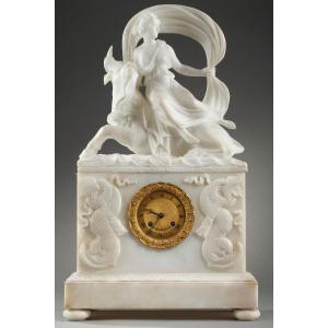 Alabaster Clock Depicting "the Abduction Of Europa"