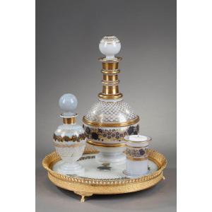 "water Glass" Set In Opaline Glass With Desvignes Decoration, Charles X