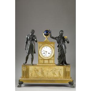 Grande Pendule de cheminée Socrate buvant la Ciguë