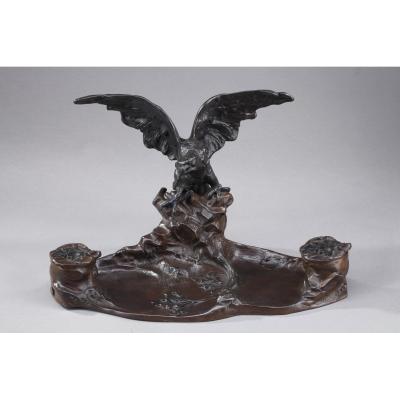 Encrier Art Nouveau En Bronze d'Albert Marionnet (1852-1912)