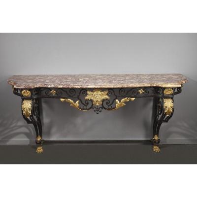 Très Grande Console De Style Louis XV En Fer Forgé, XIXe Siècle